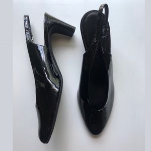 Black Patent Leather Vigotti Slingbacks